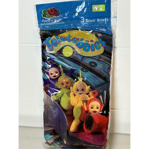 Vintage Fruit Of The‎ Loom Teletubbies Briefs Boys Size 6- 3 Pack - NOS (1998) - Picture 1 of 3